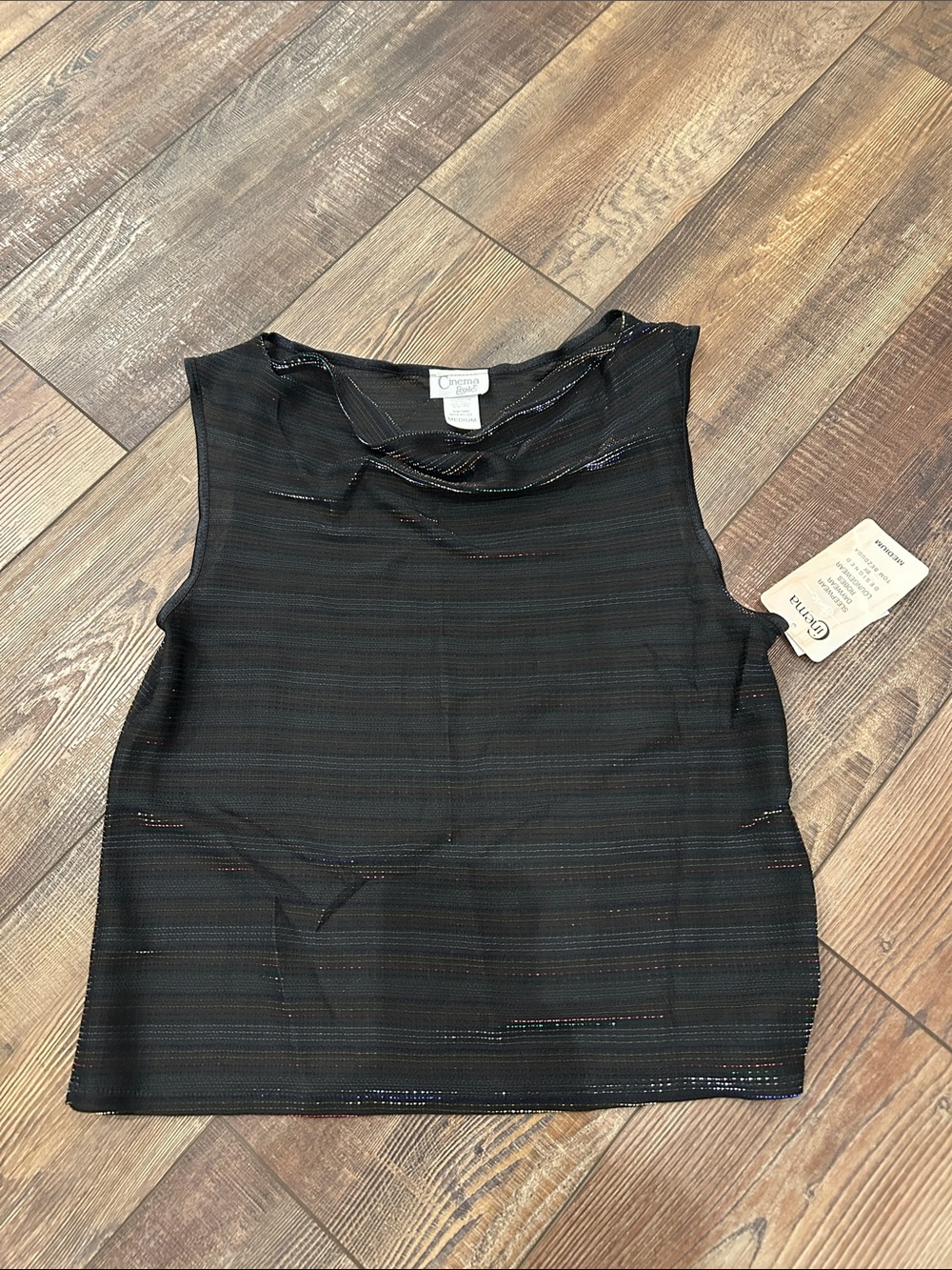 Classiques Entier Black Sleeveless Sheer-Striped Camisole